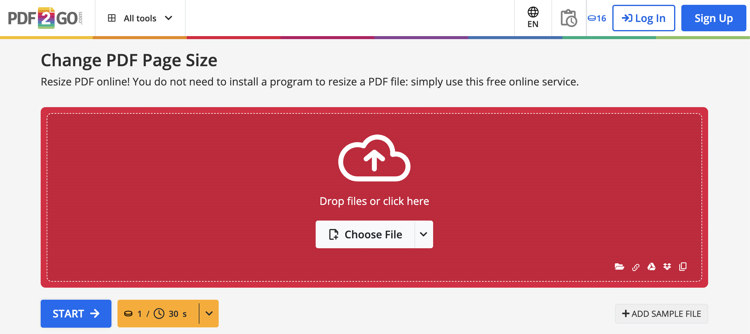 Change PDF size
